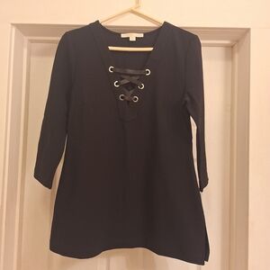 Boston Proper Black Lace-Up Tunic Size Medium